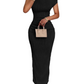 Textured Single Shoulder Bodycon Maxi Dress