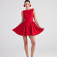 Alena Red Pleated Skirt Mini Dress