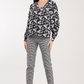 Louche Bindy Mono Sprig Print V Neck Long Sleeve Blouse