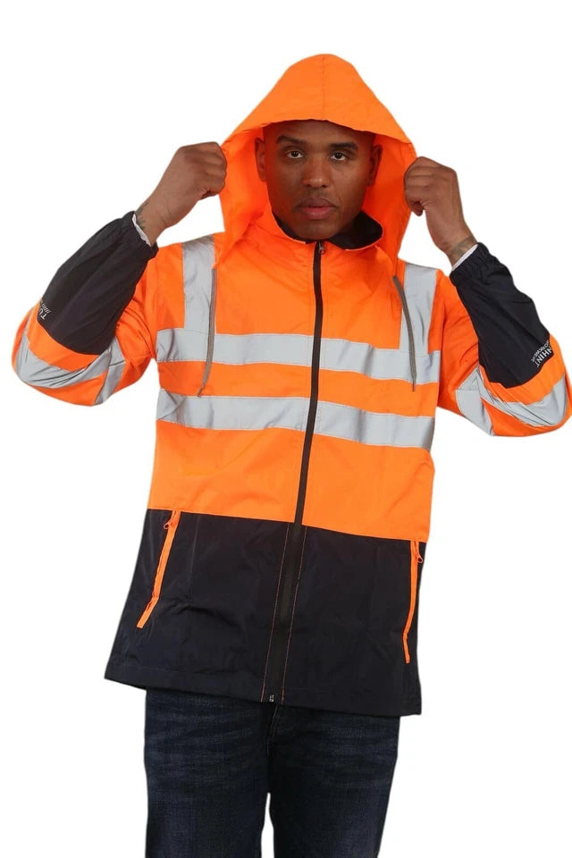 Martin Mens High-Visibility Waterproof Rain Jacket with Hood Sizes S-XXL