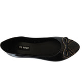 Ladies Chic Black Jelly Flat Shoes with Bow Comfortable Foam Insole