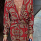 Sophia | Vintage Printed V-Neck Long-sleeve Elegant Dress