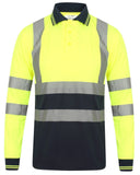Edward Mens High Visibility Long Sleeve Safety Polo Shirt Reflective Hi-Viz Workwear