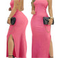 Solid Elegant Spaghetti Strap Sleeveless Backless Maxi Dress