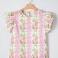 Floral Ruffled Sleeve Summer Top