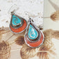 Tibetan silver earrings in boho style with turquoise stone and coral.