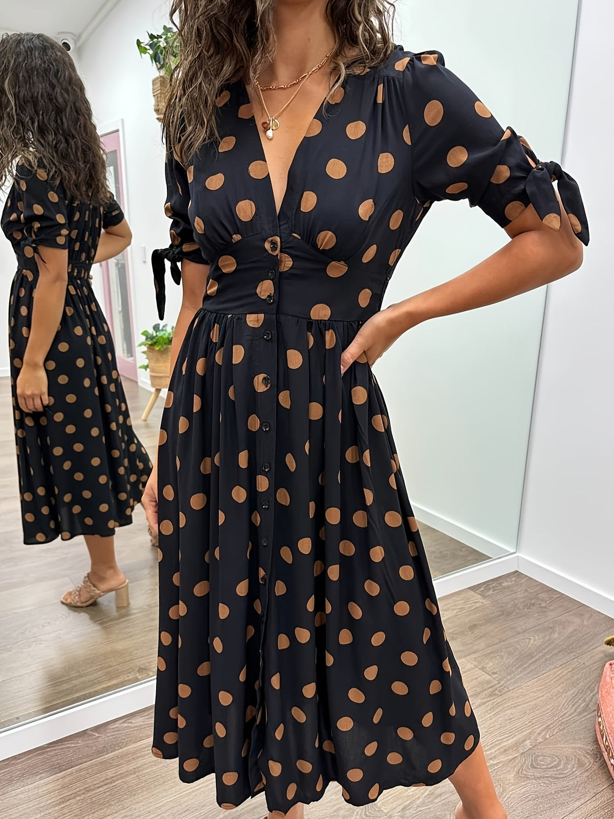 Nipa - Polka Dot V-Neck Dress