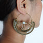 Filigree Crescent Moon Earrings with Gemstone.