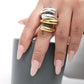 Boho Thick Band Statement Ring - Brass/Silver Adjustable Ring.