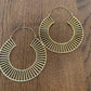 Sundial Line Hoops - Structured Brass Hoop Earrings with Sunray Cut Design.