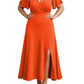 Plus Size Surplice Flutter Sleeve Dress