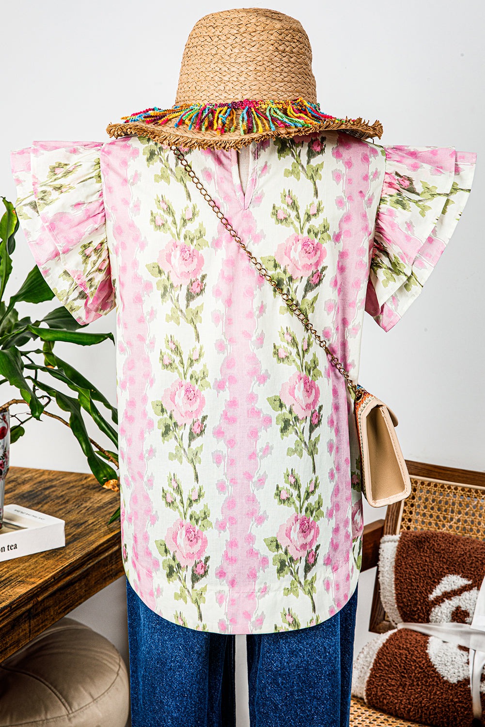 Floral Ruffled Sleeve Summer Top