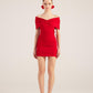 Muse Red Bardot Neck Mini Dress