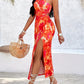 Vibrant Abstract Print Off-Shoulder Bodycon Dress  Sleeveless Maxi Dress for Women