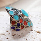 Bohemian Turquoise Statement Rings with Multicolor Inlays.