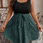 Plus Size Two-Tone Polka Dot Sleeveless Summer Dress with Ruched Detail and Belted Waist Dress