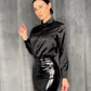 Black PVC Shiny Mini Skirt