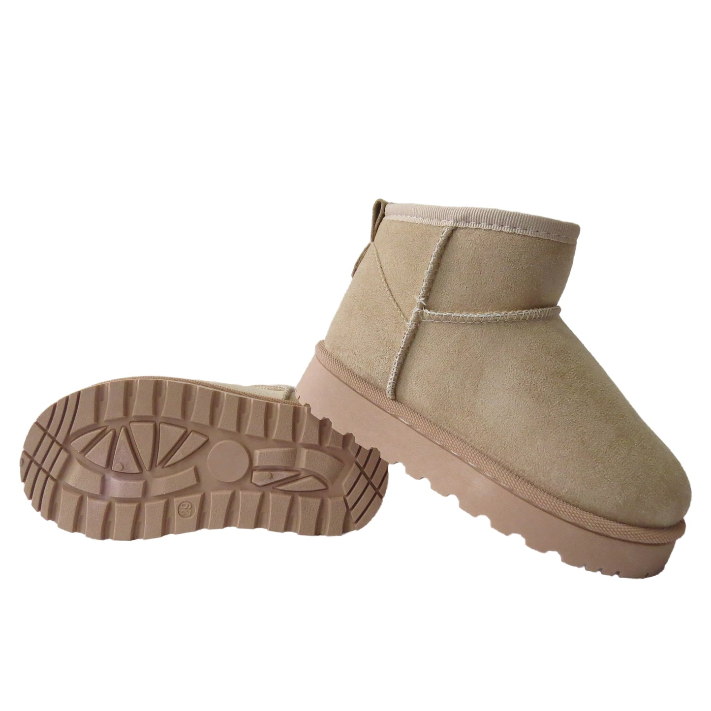 Lianna Girls’ Faux Suede Ankle Boots with Plush Faux Fur Lining – Beige, Camel & Black
