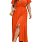 Plus Size Surplice Flutter Sleeve Dress
