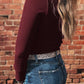 Brown Ribbed Long Sleeve Crop Top