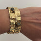 Textured Gold Cuff Bracelet with Gemstone Accents – Handcrafted Adjustable Wrap Design.