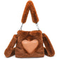 Women Fluffy Shoulder Bag Top-handle Bag Female Autumn Winter Handbag Plush Tote Girls Fashion Shopping Bags Handbags For Women