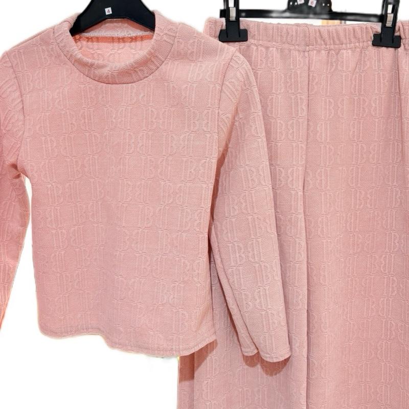 Layla Kids Ribbed Lined 2 Piece Set with Wide Leg Trousers for Comfortable Style