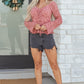 Pink Floral Lace Blouse | Bell Sleeve Square Neck Top