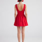 Alena Red Pleated Skirt Mini Dress