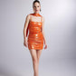 Vivid Orange Strappy Mini Dress