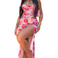 Women's Floral Print V-Neck Spaghetti Strap Midi Dress