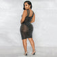 Women's Sexy Mesh Hot Drilling Nightclub Party Dress