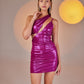 Thea Pink Shiny One Shoulder Strapped Mini Dress
