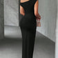 Textured Single Shoulder Bodycon Maxi Dress