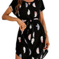 Women's Summer Vacation Style Print Tunic Dress with Batwing Sleeves and Belt Detail, 100% Polyester Crew Neck Lightweight Woven Dress