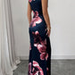 Floral Print Sleeveless Bodycon Maxi Dress
