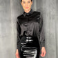 Black PVC Shiny Mini Skirt