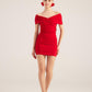 Muse Red Bardot Neck Mini Dress