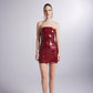 Bria Burgundy Strapless Faux Patent Leather Mini Dress