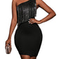 Women's Sexy One-Shoulder Sequin Dress