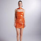 Vivid Orange Strappy Mini Dress