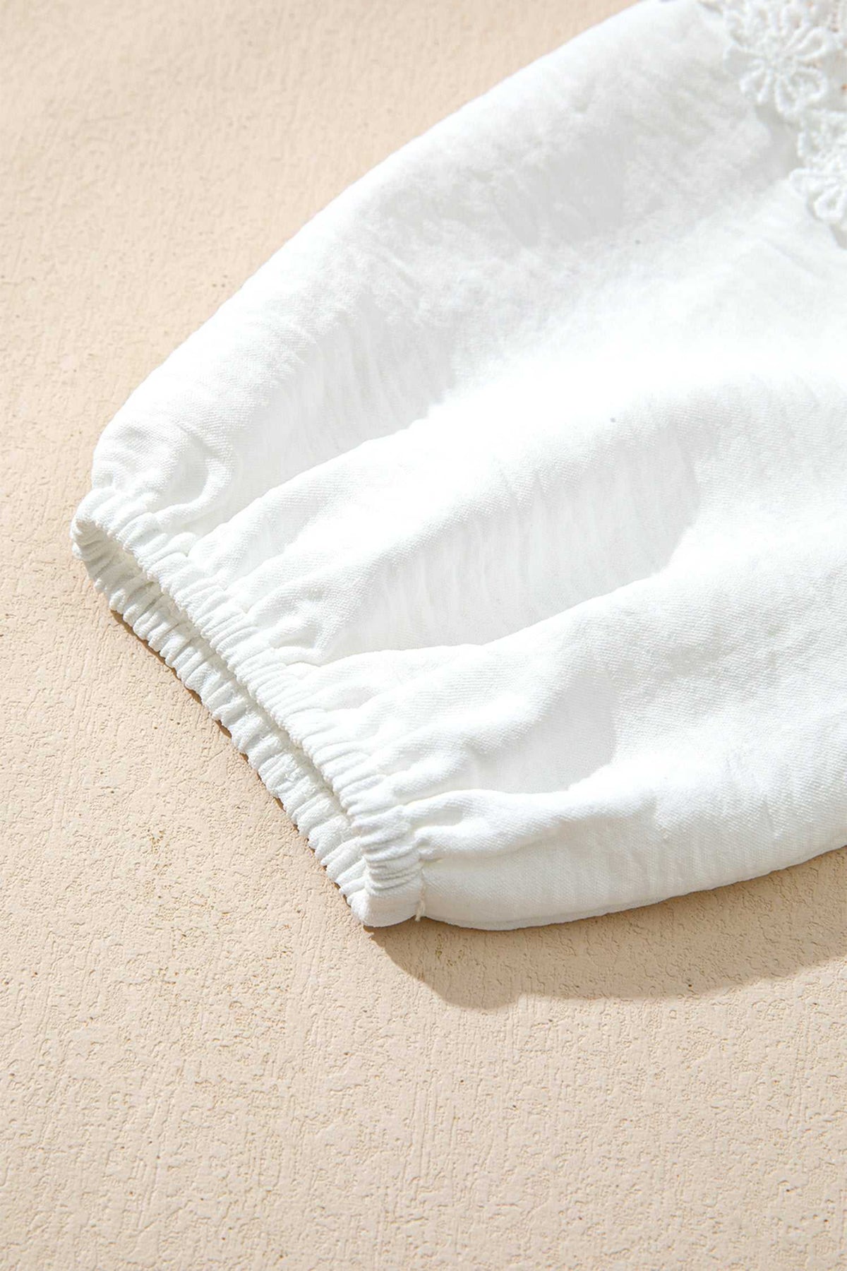White Guipure Lace Frill Sleeve Blouse