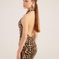 Rachel Brown Leopard Print Halter Neck Mini Dress