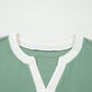 Smoke Green Embroidered Sleeve Tiered Blouse