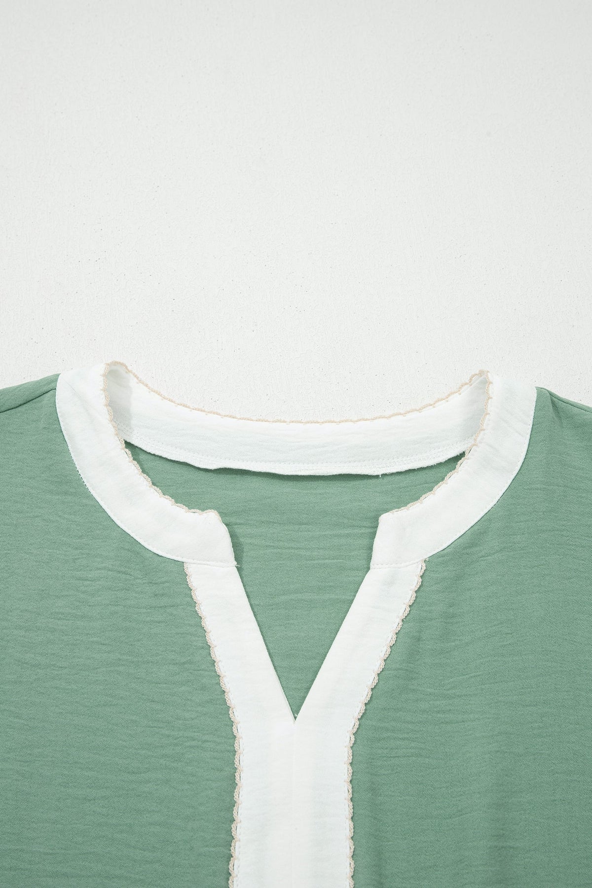 Smoke Green Embroidered Sleeve Tiered Blouse