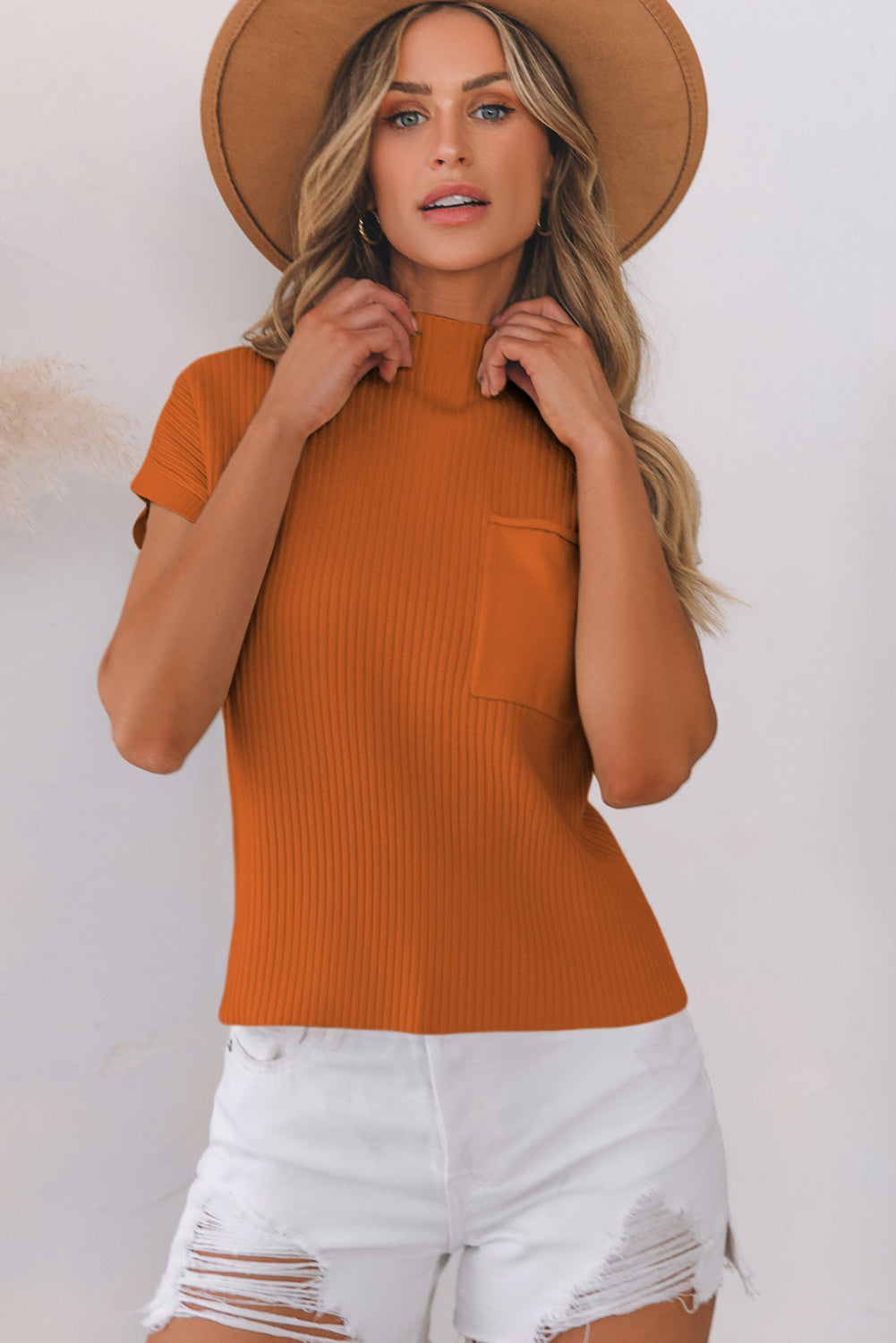 Cozy Oatmeal Sweater Dress - Ribbed Knit with Pockets