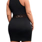 Elegant Plus Size Black Rhinestone Midi Dress