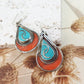 Tibetan silver earrings in boho style with turquoise stone and coral.
