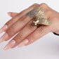 Insect-Inspired Adjustable Brass Ring – Boho Statement Jewelry.