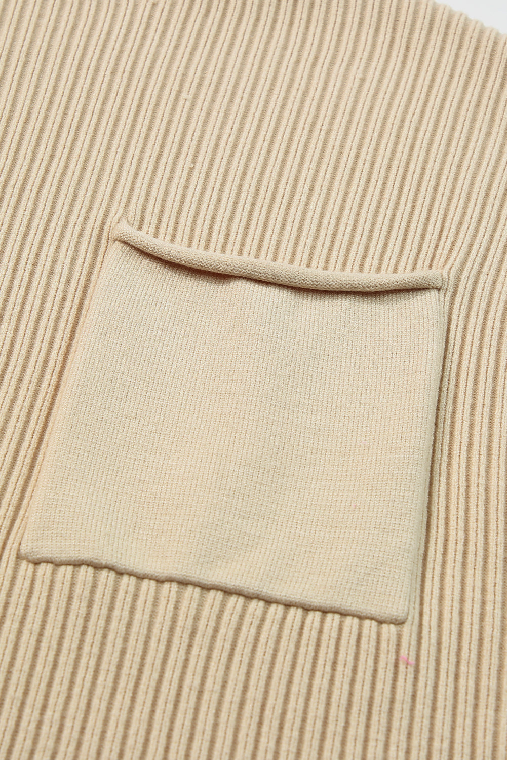 Cozy Oatmeal Sweater Dress - Ribbed Knit with Pockets